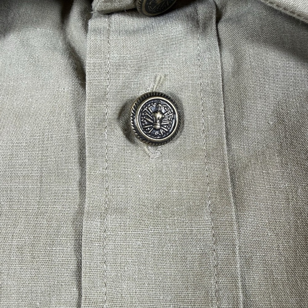 Vintage Italian Military Shirt Men's 16.5 Beige Short Sleeve Button Up Induyco - Picture 4 of 6